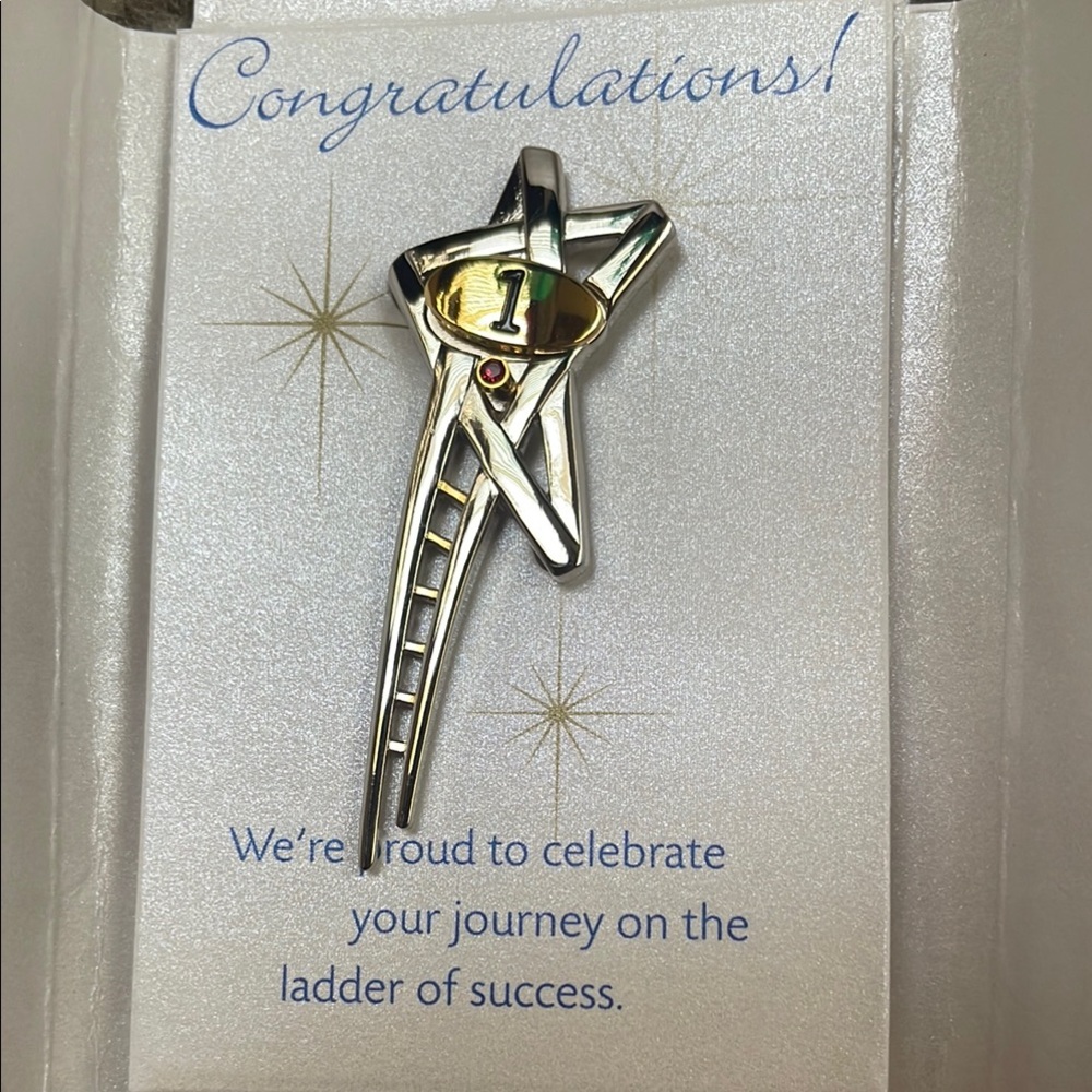 Mary Kay Rising Star Ladder Success Pin Gold/Silver with Red Stone 2018